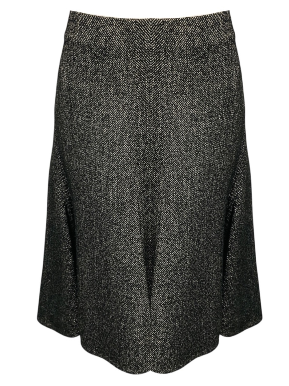 CELINE BLACK / WHITE WOOL TWEED FLARED SKIRT